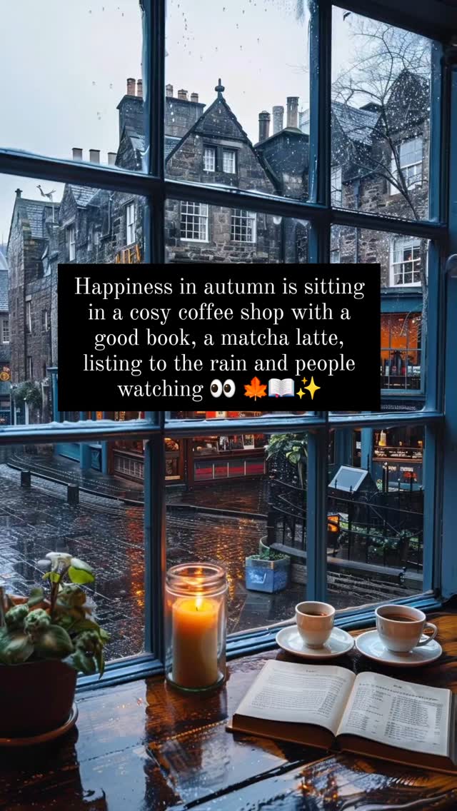 Happiness in autumn is sitting in a cosy coffee shop with a good book and a matcha latte listing to the rain and people watching 👀 🍁📖✨️
#cosycoffeeshop #autumnvibes #autumnbooks #cozy #rainyday