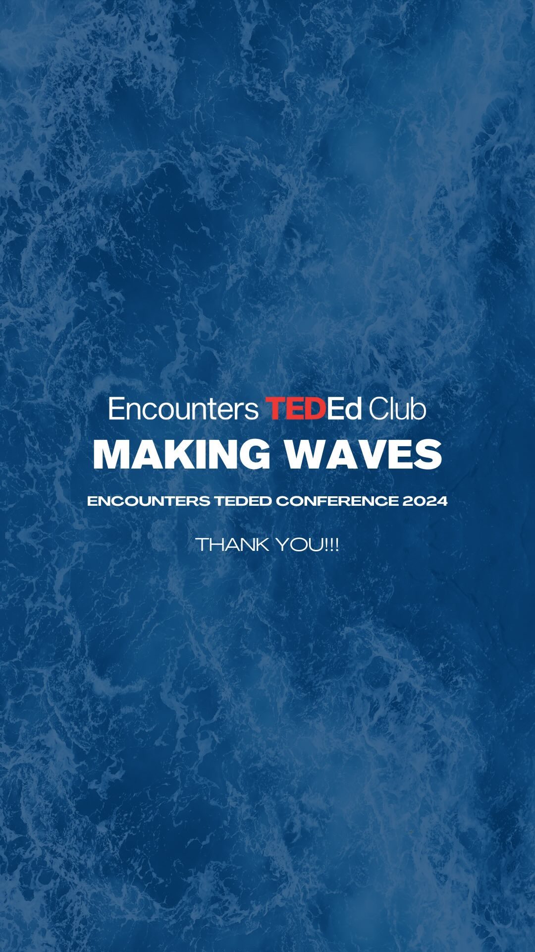 Saturday felt like a dream! A huge thank you to everyone who attended and made the 2024 Encounters TEDEd Conference a possibility. From our sponsors and our community organizations, to our teacher helpers and our students, and to you, the participants, without you, ETC 2024: Making Waves wouldn’t have been possible. Thank you all for making this dream a reality!!!
#encountersteded #teded #tededconference #tededstudenttalks #tededclubs #tedtalks