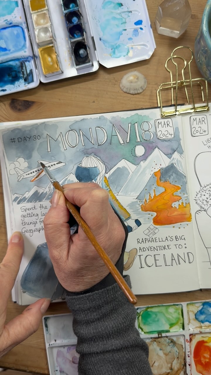 On Monday night, our youngest headed off on a college geography trip to Iceland ✨✨ Monday 18th March 2024 - Day 30 of @dothe100dayproject
✨
✨
#100dayproject #100dayproject2024 #100dayartjournal #the100dayartjournal #artjournal #artjournaling #dailyartjournal #artjournalingpractice #artjournalpages #journalcommunity #drawingmylife
#sketchbookpage
#sketchbookartist #sketchbookpages
#sketchbookpractice #creatingeveryday #creativejournaling #journallove #sketchbookchallenge #artdiary #creativediary #sketchaday #artistlife #creativejournaling
#icelandtrip #icelandadventure #northernlights