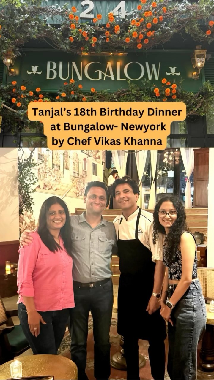 It still feels surreal.. Like a dream that has come true.
Beautiful decor and a pleasant aroma will whisk you away to India the moment you walk through the door of the Bungalow by Chef Vikas Khanna.
A warm hug (Pyar bhai Jhappi) while waiting for our table from the chef himself and making sure that our daughter Tanjal gets the best birthday dinner experience was the best start of the lovely evening.
While we were waiting for our food to be prepared , when we both gifted him our first authored books for his Bunglow library, an enchanting discussion on the books and inspirations that we thoroughly enjoyed.
Each dish has a history and is meticulously made.
We really relished the appetisers of Kiss of Kashmir & Chef’s special Yogurt Kabab with Golden Temple drink. Daal Bungalow and Aloo Tuk are must-try in the main course.
A chef who truly treats his guests like they are guests in his home, at his kitchen table. Seeing the chef himself continuously visiting each table, talking and even serving everyone with pure love is a sight that I will never forget. The most humble, ever-smiling, loving person that he is, we are blessed to have met such an inspiring person and a proud Indian.
His gesture of bringing a birthday dessert with a candle for Tanjal and celebrating with utmost joy can never be forgotten.
At the end, he insisted that we sign the books made sure that we do that and placed them in his library. A precious moment of our lives etched forever.
Everyone on staff was really helpful and kind. It is very difficult to get reservation for a table due to high demand. If you are visiting Newyork then @bungalowny must be on your List.
@vikaskhannagroup
@bungalowny
#nyc #bungalowny #food #indianfood #restaurant #vikaskhanna #newyork #bungalow #finedining #nycrestaurants #indianrestaurant #indianfood #newyorkcityfood #michelinstar #chef #vikaskhannagroup #masterchefindia
