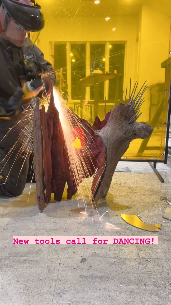 A cordless grinder! I’ve been waiting for this tool for years. And my husband returned my cordless drill (he was using it to build his treehouse), AND I got a new face shield. All in one day!
There’s only one thing to do with this type of freedom.
*Note: no tools were in the “on” position during my killer moves.
#fridaynightdanceparty #dewaltgrinder #dewalttools #dancingatwork #girlsweldtoo #driftwoodart