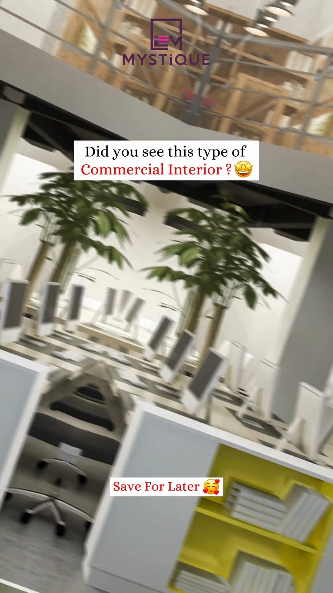 ✨ Commercial Space with Style! ✨
At Mystique Kitchens and Interior, we specialize in creating captivating commercial interiors that blend aesthetics with functionality. Whether it’s a dynamic office or an inviting retail environment, we transform your space into a true reflection of your brand! 🏢🌈
📞 Let’s get started on your project today!
Contact us at:
📞 +91 86 98 13 11 11
🌐 mystiquekitchens.com
#CommercialInteriors #InteriorDesign #OfficeSpaces #RetailInteriors #MystiqueKitchens #SpaceTransformation #DesignInspiration #ContactUs #InnovativeDesigns #ElevateYourBrand #interiordesigner #interiordesigns2024 #pune #punekar #trendingvideo #trendingreelsvideo #viralreelsシ #officefurniture