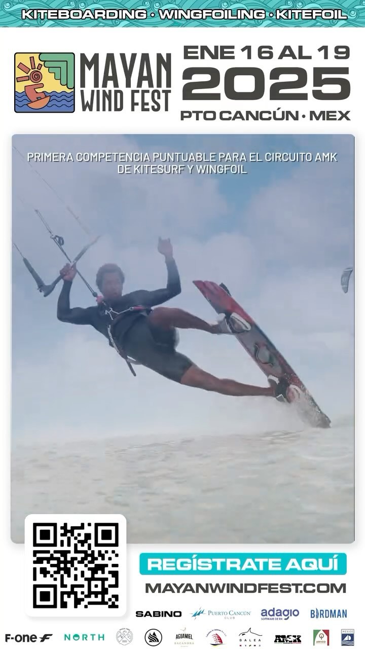 🌬️¿Listo para una experiencia épica de kiteboarding en Puerto Cancún?🏄♂️🔥 Aquí te contamos en qué categorías podrás competir:
Cruce Cancún-Isla Mujeres
Jump Contest
Big Air / Old School
Freestyle New School
Regatas de Kitefoil
📅 16 al 19 de enero de 2025
📍 Puerto Cancún, México
Inscríbete hoy en: mayanwindfest.com