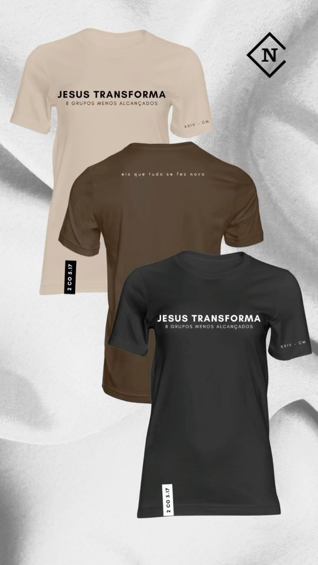 Mais um pedido realizado com sucesso! As camisetas personalizadas foram produzidas para a Conferência Missionária de 2024 da @boasnovashortolandia que aconteceu nos dias 28 e 29 de setembro! ✨
Realizamos mais de 140 camisetas, disponíveis em 3 cores diferentes, a preta, marrom e a caqui 😻 Difícil dizer qual ficou mais linda!
Tecido 100% Algodão, Fio 30.1, com Gola Canelada e Costura Ombro a Ombro, qualidade impecável 🙏🏼
O modelo foi baseado no versículo de II CORÍNTIOS 5:17, que diz “Portanto, se alguém está em Cristo, é uma nova criação. As coisas antigas já passaram; eis que se fizeram novas!” 🤩
Tudo preparado com muito carinho para os nossos irmãos em Cristo 🙌🏼
📌 Chama no Direct e não perca a oportunidade de ter camisetas de alta qualidade para seu evento ou empresa 😍