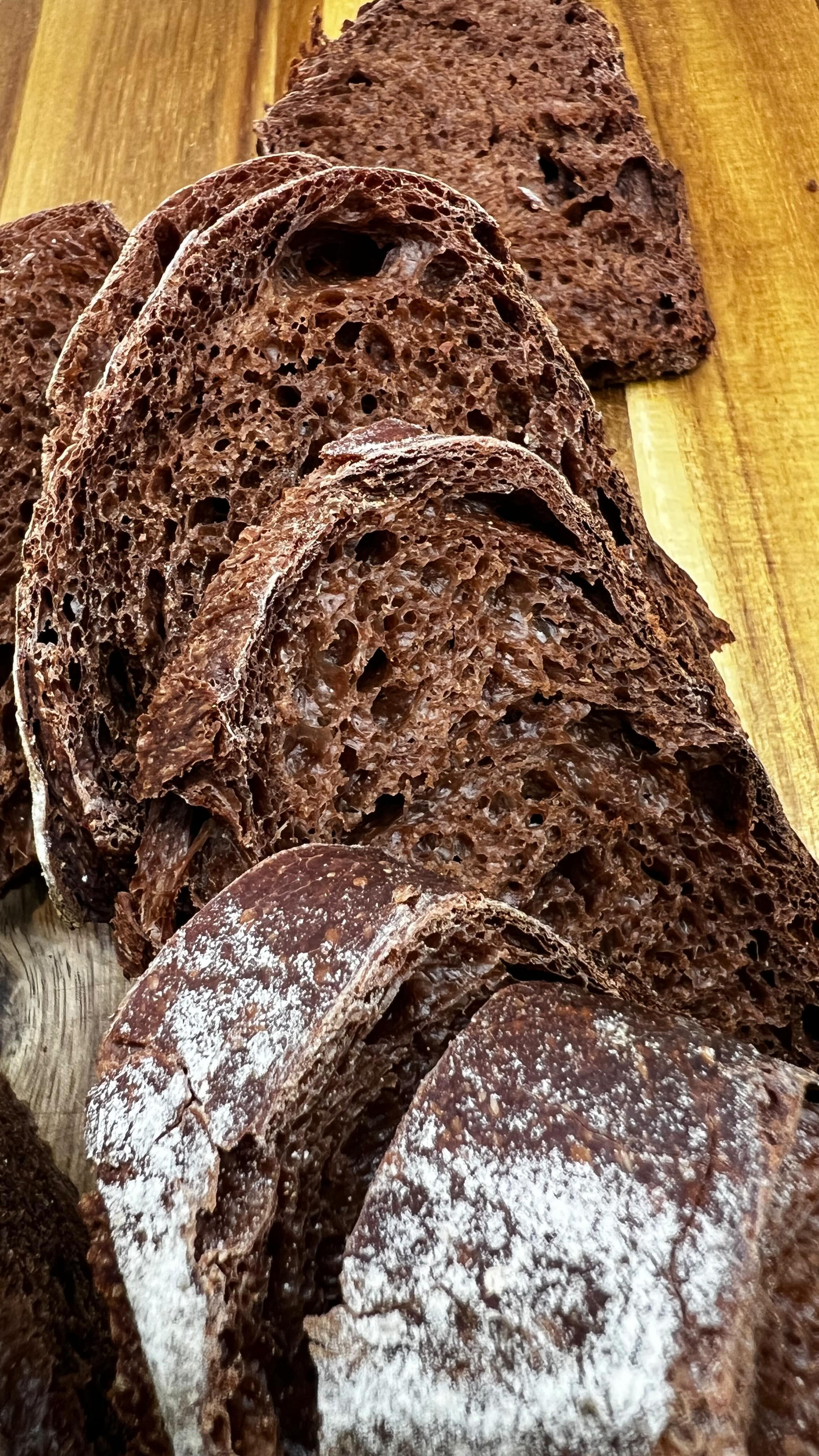 Crumb of the chocolate sourdough from the previous post. Next time I will split the dough in half and make one with raisins and walnuts. If thatās not self-care then I donāt know what is!
#chocolatebread #bread #sourdough #breadbaking #baking #homemadesourdough #homemadebread #pan #wildyeast