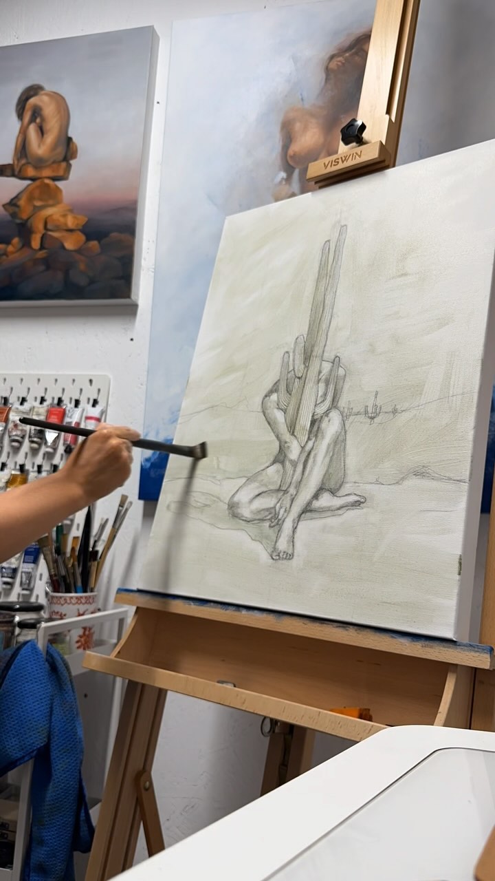 On the easel tonight.
#wip #cactus #inthestudio #figurativeart #figurepaintings #oilpainting