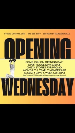 Go time. See you Wednesday 12pm-6:30pm for a re-opening open house and to join, or shoot a message with a few available times that work for ya to make an appointment to come through. (You can always stop by when the flag is out too 😍) Promo will be up tomorrow!!The vibes are waiting for you.
#thestudioupstateny #opening #gotime #delawarecounty #catskills #visitmargaretville #isweatupstate #upstate #gym #personaltraining #groupexercise