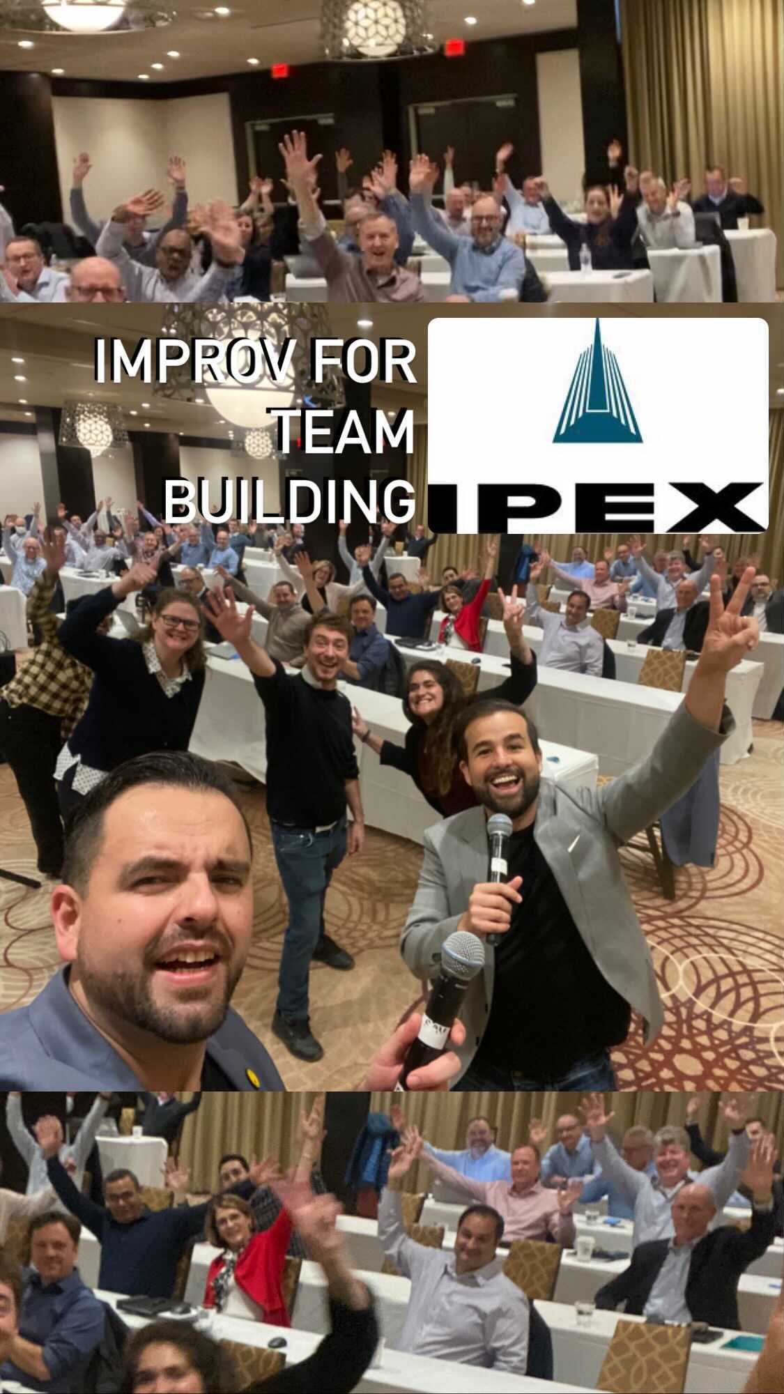 We had the opportunity to do our Improv for Team-Building Workshop for All the Top Leaders at IPEX It was great to help them build a safe atmosphere where creativity, vulnerability and authenticity were the main characters! These leaders took away a lot of exercises that will help them connect, communicate and inspire their own teams. The IPEX values are “We Care + We Dare + We Deliver”, and we certainly helped them get that message across through our activities and takeaways.
Thanks you IPEX for trusting us, this is the 6th time working with this amazing company.
Want to bring us to your company? Contact us!
#improv #teambuilding #workshop #growth #corporate #event #comedy
