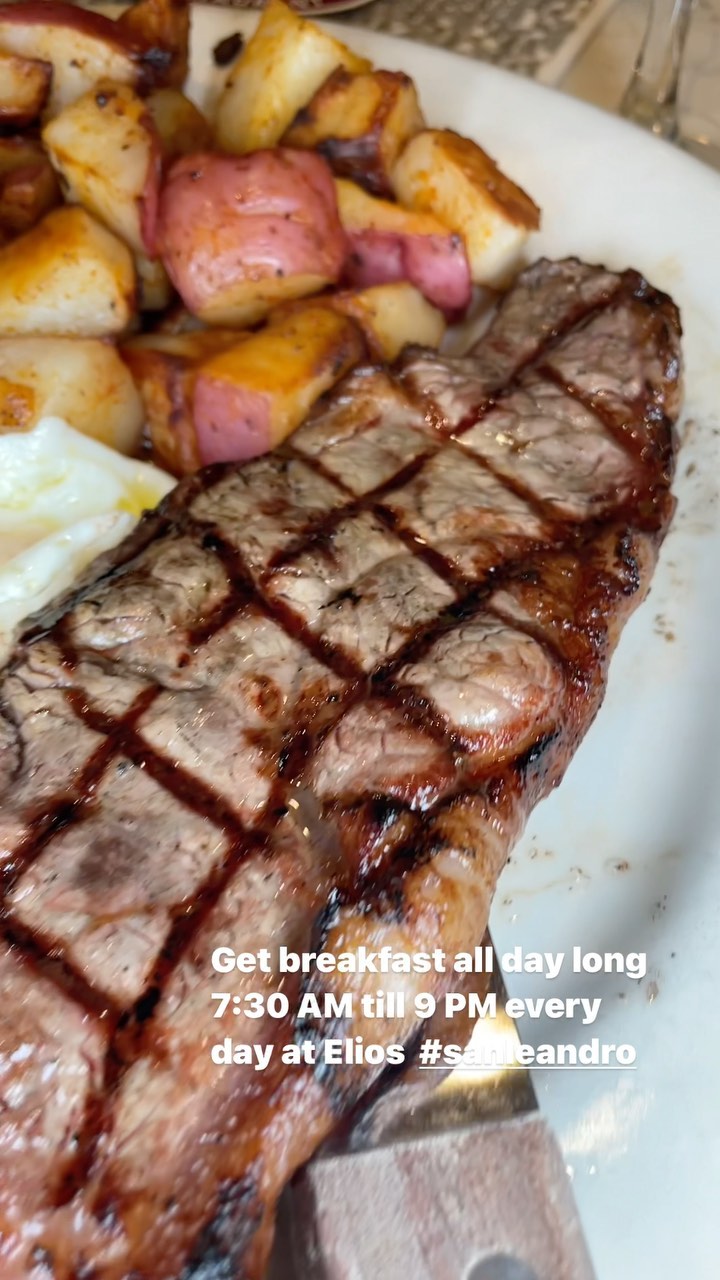Get breakfast all day long 7:30 AM till 9 PM every day #steakandeggs at Elios #sanleandro @eliosdining #FamilyRestaurant #breakfast #Lunch #Dinner #cocktails @sanleandroeats #Eastbay #BayArea