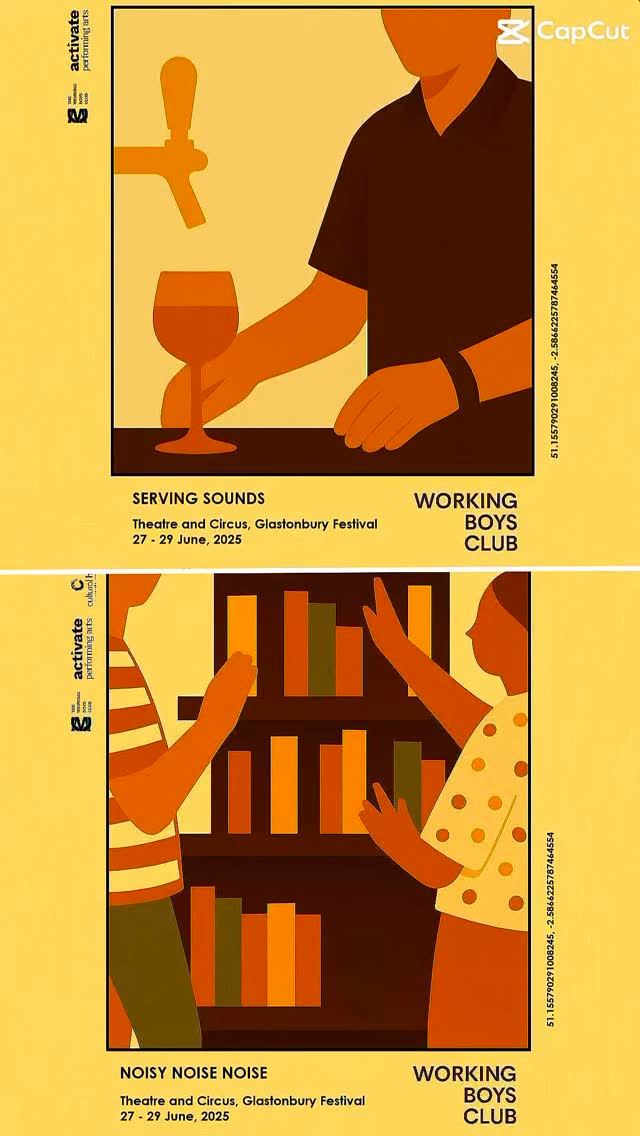 Working Boys Club at Glasto!
We’re in Bella’s Field, Theatre & Circus with TWO live shows this weekend:
🎧 Serving Sounds – daily at 1pm & 3:30pm
🔊 Noisy Noise Noise – daily at 12pm & 3pm
Join us Friday to Sunday for sound, style and something a bit different.
#WorkingBoysClub #Glastonbury2025 #ServingSounds #NoisyNoiseNoise #BellasField #TheatreAndCircus #GlastoVibes #FestivalLife #GlastonburyFestival #LiveShows #PerformanceArt #WhatToSeeAtGlasto