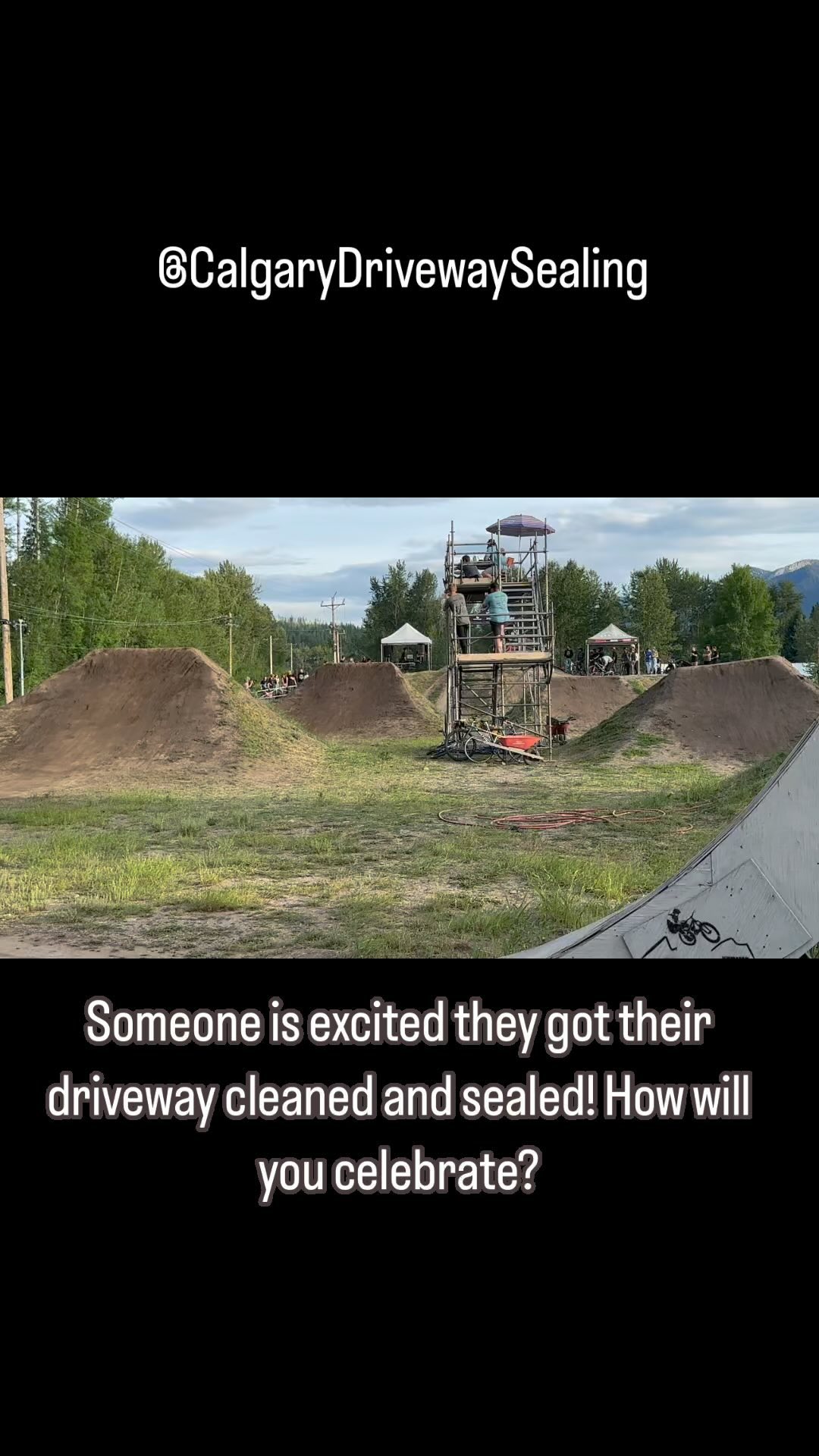 Someone is excited they got their driveway cleaned and sealed! How will you celebrate? #yyc #calgary #yycconcrete #yycsmallbusiness #yycdrivewaysealing #cgydrivewaysealing