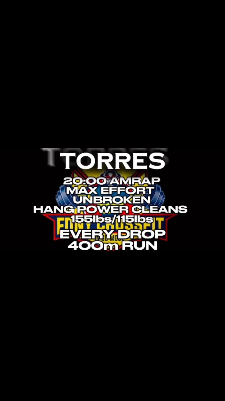 Hey-yo East Harlem. One. Last. Ride.
@fdny_crossfit
“Torres”
20:00 AMRAP
Max Effort Unbroken Hang Power Cleans 155 for men/115 for Women.
Every Drop 400m Run Penalty.
From our hearts. Thank you for making me a better athlete and an even better coach.
With Love,
Chris
#fdny #crossfit #lieutenant #firefighter #crossfitgames #workoutoftheday #firefighterfitness #trainelite #strongmindstrongbody #mastersathlete #allelite #americannightmare