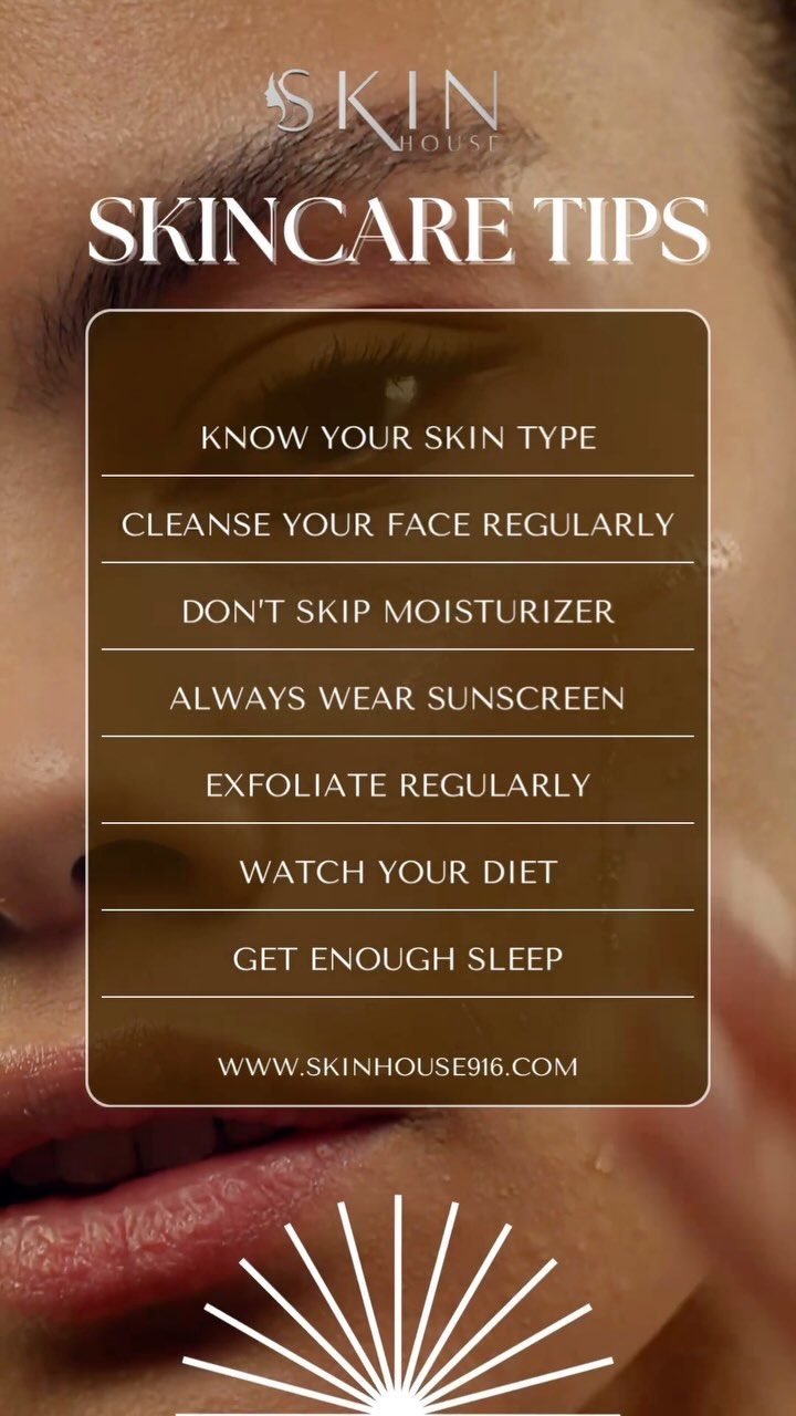 Great skin doesn’t happen by chance,
it happens by choice! Start with double cleansing for a fresh face, gently exfoliate to reveal smooth skin, and keep hydration levels up inside and out.
Never skip your sunscreen—even on cloudy days—and remember to care for your neck just as much as your face. These simple steps can make all the difference in your skincare routine!
#facial #beauty #sacramento #skincareroutine #skin #acne