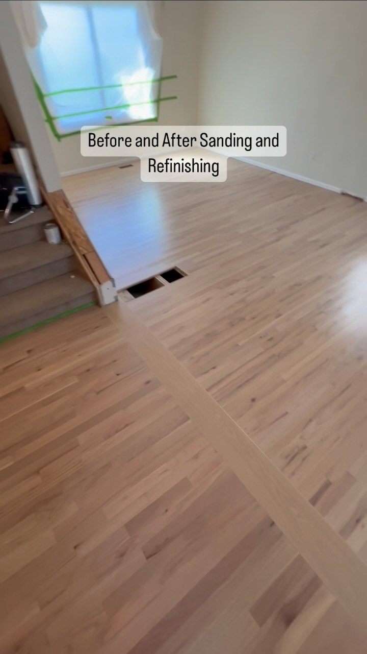I sanded and refinished this red oak hardwood floor for a wonderfully kind family in Lakewood this summer. They chose a custom color mix of half fruitwood and white. I thought it turned out great and the color really made their home bright and welcoming.