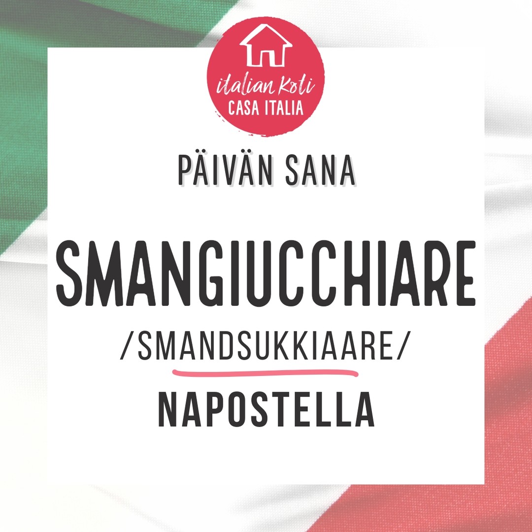 🍟 Verbi smangiucchiare tarkoittaa pureskella, napostella, syödä pieniä määriä tai syödä vastahakoisesti. Se viittaa tilanteisiin, joissa joku syö ilman suurta ruokahalua, syö vain vähän tai mutustelee jotakin ilman erityistä kiinnostusta.
Etymologia
Sana smangiucchiare on diminutiivinen ja vahvasti puhekielinen muoto verbistä mangiare (“syödä”).
• Se sisältää etuliitteen s- (joka antaa joskus merkityksen “vähän” tai “kevyesti”)
• Ja päätteen -ucchiare, joka tuo siihen leikittelevän, pienentävän tai vähättelevän sävyn.
Tämä muoto tekee verbistä kevyemmän ja vähemmän vakavan version tavallisesta syömisestä.
Erilaiset käyttötavat ja merkitykset
1. Napostella tai mutustella ilman suurta ruokahalua:
Kun joku syö pieniä määriä ilman suurta nälkää.
• Esim. “Non ho fame, smangiucchio solo qualcosa.” → “En ole nälkäinen, napostelen vain jotain.”
2. Syödä vastahakoisesti tai nirsoillen:
Kun joku ei syö kunnolla, vaan vain vähän kerrallaan.
• Esim. “Il bambino ha smangiucchiato il panino senza entusiasmo.” → “Lapsi mutusteli sämpylää ilman innostusta.”
3. Jyrsiä tai nakertaa jotain (myös eläimistä):
Jos eläin (tai ihminen) mutustelee tai jyrsii jotain ilman, että syö sen kokonaan.
• Esim. “Il topo ha smangiucchiato il pezzo di formaggio.” → “Hiiri nakersi palan juustoa.”
4. Kuvainnollinen käyttö:
Joskus käytetään kuvainnollisesti tarkoittamaan vähitellen kuluttamista tai hajottamista.
• Esim. “Il tempo ha smangiucchiato i bordi del quadro.” → “Aika on kuluttanut taulun reunat.”
#italia #päivänsana #paroladelgiorno #smangiucchiare #napostella