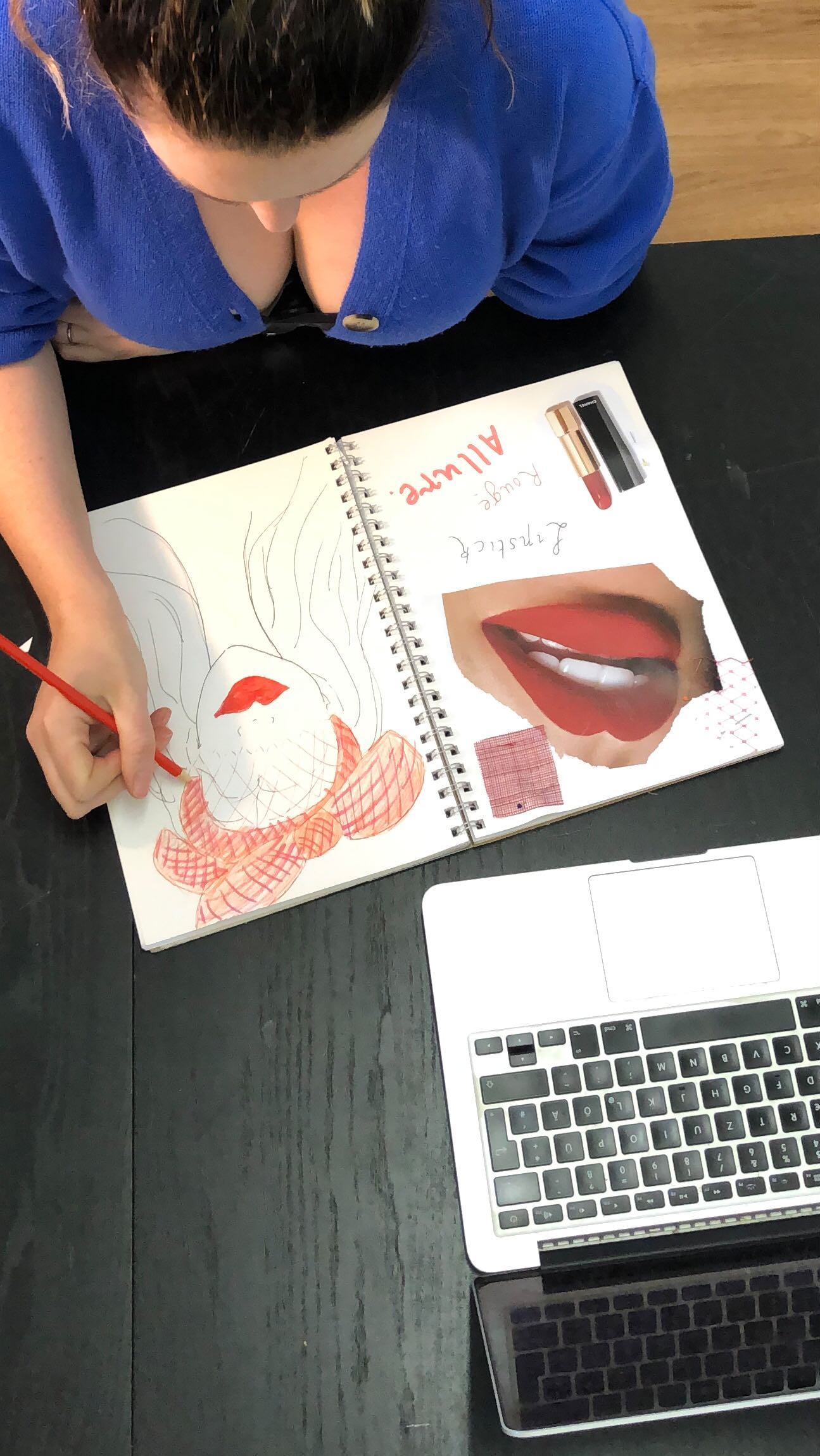 NEW WORK COMING SOON ♥️ Feeling inspired by strong bold red lipstick, designing headbands to compete the look. #spring #millinerycouture #sketchbook #redlipstick💄