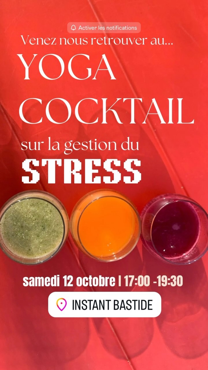 Cet atelier est destiné à ceux qui veulent apprendre à mieux gérer le stress. Vous pratiquerez des techniques de yoga axées sur la résilience et découvrirez comment l'alimentation peut influencer votre bien-être, tout en dégustant des cocktails sans alcool aux effets apaisants.
Repartez avec un guide de conseils pratiques et les recettes des cocktails pour continuer à maîtriser votre stress.
Postez le mot STRESS dans les commentaires pour avoir plus d'informations!
Cheers!
#YogaEtNaturopathie#BienÊtreÀCabriès#GestionDuStress#CocktailsSansAlcool#YogaPourLaRésilience#AtelierBienÊtre#RespirationEtMouvement#MéditationEtAlimentation#YogaAixEnProvence#NaturopathieEtYoga#ÉquilibreEtSérénité#DétoxSansAlcool#YogaPourTous