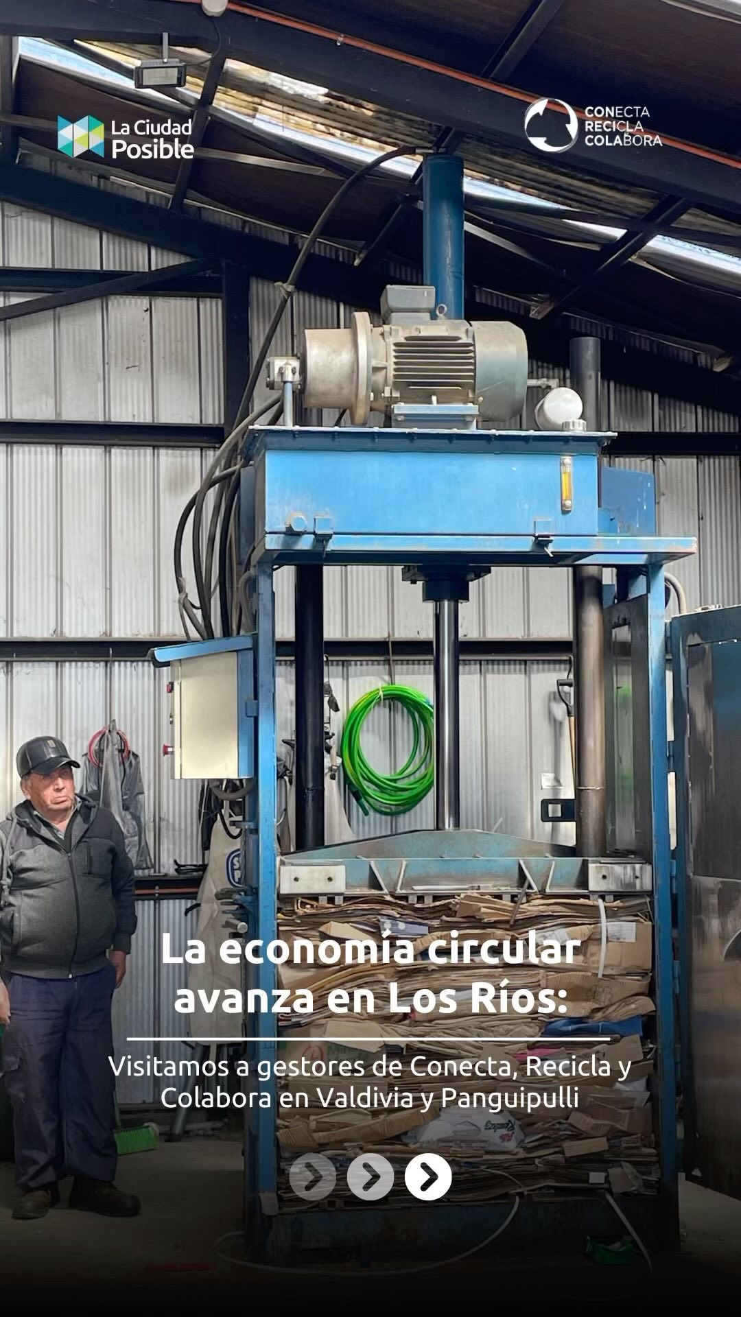 Visitamos a gestores clave del programa “Conecta, Recicla y Colabora” en la Región de Los Ríos. 🚛♻️
Desde nuestro programa CRC, que ejecutamos en alianza con @cocacolacocl, realizamos una gira técnica que comenzó en Reciclajes Pudu (Valdivia), donde revisamos su operación y avanzamos en fortalecer su gestión con apoyo técnico y financiero para mejorar su línea de reciclaje PET. 💪🏼
Luego, en Panguipulli, visitamos los centros de reciclaje municipales, que gracias al financiamiento del programa adquirieron equipamiento que optimiza el acopio mediante el enfardado eficiente de materiales. 🧱
Estas visitas fortalecen nuestras alianzas y nos acercan a un futuro más sostenible y colaborativo. 🌱
#ReciclajeColaborativo #ConectaReciclayColabora #RegiónDeLosRíos