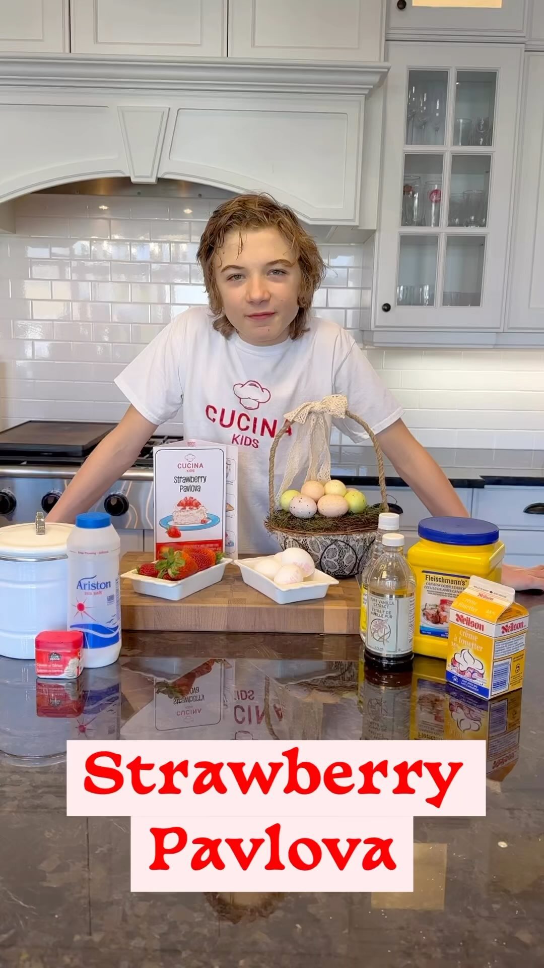 Why not treat your family and friends this Easter 🐣 to an eggs-cellent dessert? This dish is sure to WOW! 🤩It is my Strawberry 🍓 Pavlova recipe!
I used fresh Ontario Eggs 🥚 @eggfarmersont for this recipe which called for 4 egg whites. Eggs in Ontario are produced according to the same Canada 🇨🇦 Grade A standard for quality, freshness and cleanliness. Make sure you look for cartons with the Canada Grade A (or red maple leaf🍁) symbol to ensure you are purchasing farm fresh, Canada Grade A eggs!
I hope that you give this recipe a try, share some pics 🤳🏽 with me and that you share this dessert with your family and friends!
Let’s Get Cracking friends!
Chef 👨🍳 Matteo
#cucinakids #cucinakidscook #kidsubscriptionbox #kidscooking #kidswhocook #kidsrecipes #kidscancook #letscooktogether #familycooking #cookingforkids #kidssubscriptionbox #eastergiftsforkids #strawberrypavlova #dessertrecipe #recipereels #kidsoninstagram #easterdessert #instafood #instakids #recipe #recipes #foodie #easyrecipes