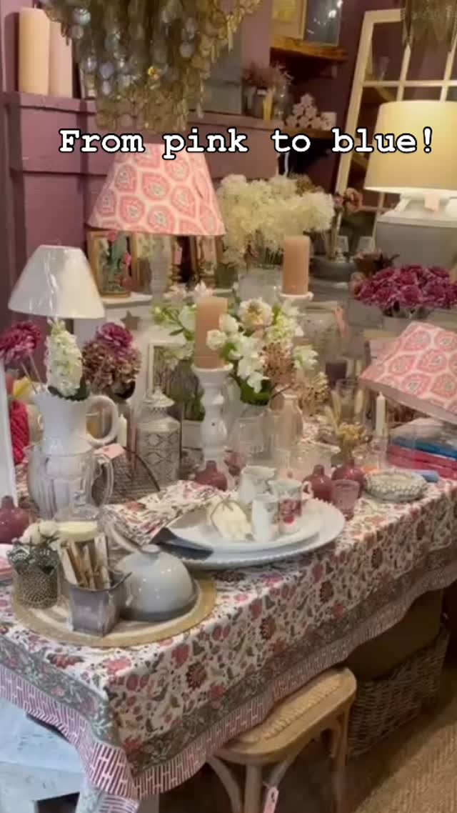 From pink to blue in a click, it is like magic what we do at Chic! #interiorstyling #sevenoakslifestyle #independentretailer #countryliving #homestyling #interiordesign #colours #colourfulhome #colourfulhomestyle