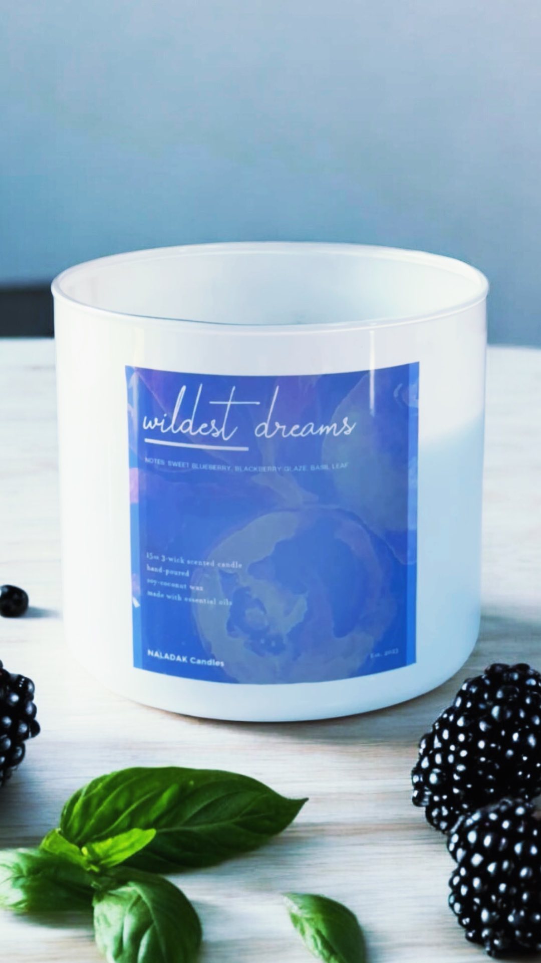 A little glow for the evening 🫐🍃 #candles #naladak #selfcarematters #blackberrybasil #waxmelts