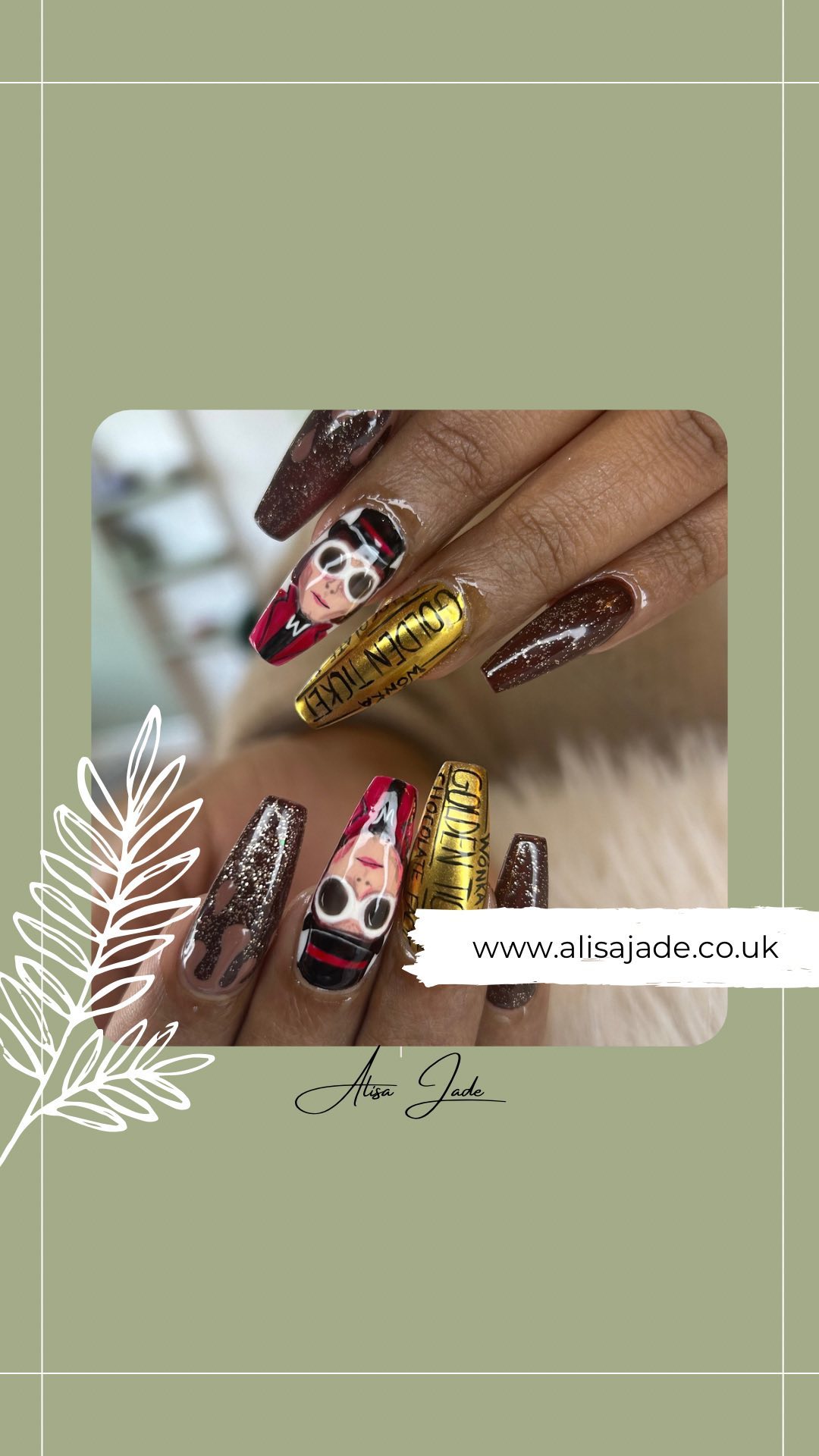 Turning nails into a golden ticket to the sweetest adventures! ๐ญโจ #WillyWonkaNails #GoldenTicketGlam #nails #nailart #handpainted #willywonka