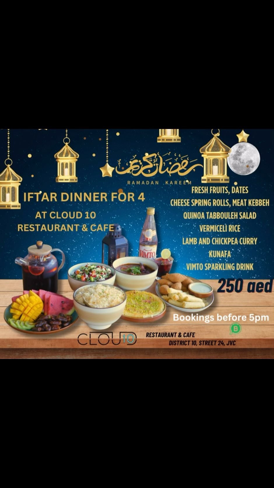 Book now. Available during the entire Ramadan period. Trading hours 8am to 8pm