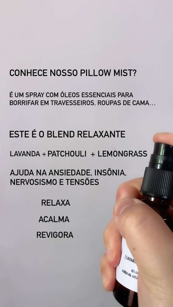 Pillow mist é um spray natural, para borrifar em travesseiros, roupas de cama e tecidos em geral.
Este é o favorito de nossos clientes
O Blend Relaxante é feito com óleos essenciais de lavanda, patchouli e lemongrass.
É um spray relaxante, calmante, revigorante, ajuda na ansiedade, insônia, nervosismo e tensões
Curtiu?
Acesse nosso site e adquira o seu 🤍
