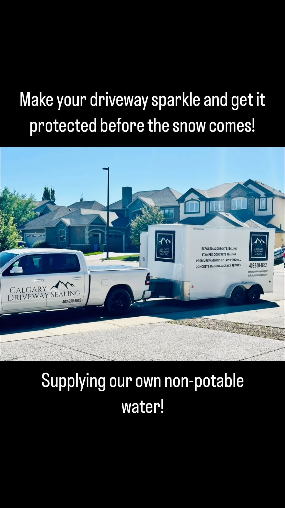 Protect your concrete and make it shine like a diamond at the same time! Reach out to us for a free, no obligation quote.
We are now supplying our own potable water, so the current water restrictions won’t impact your ability to protect your concrete before the damaging effects of the sub zero temperatures and salt become a part of our life once again.
#yyc #yycsmallbusiness #yycconcrete #cgydrivewaysealing #yycdrivewaysealing #yyclocal #concrete #calgary