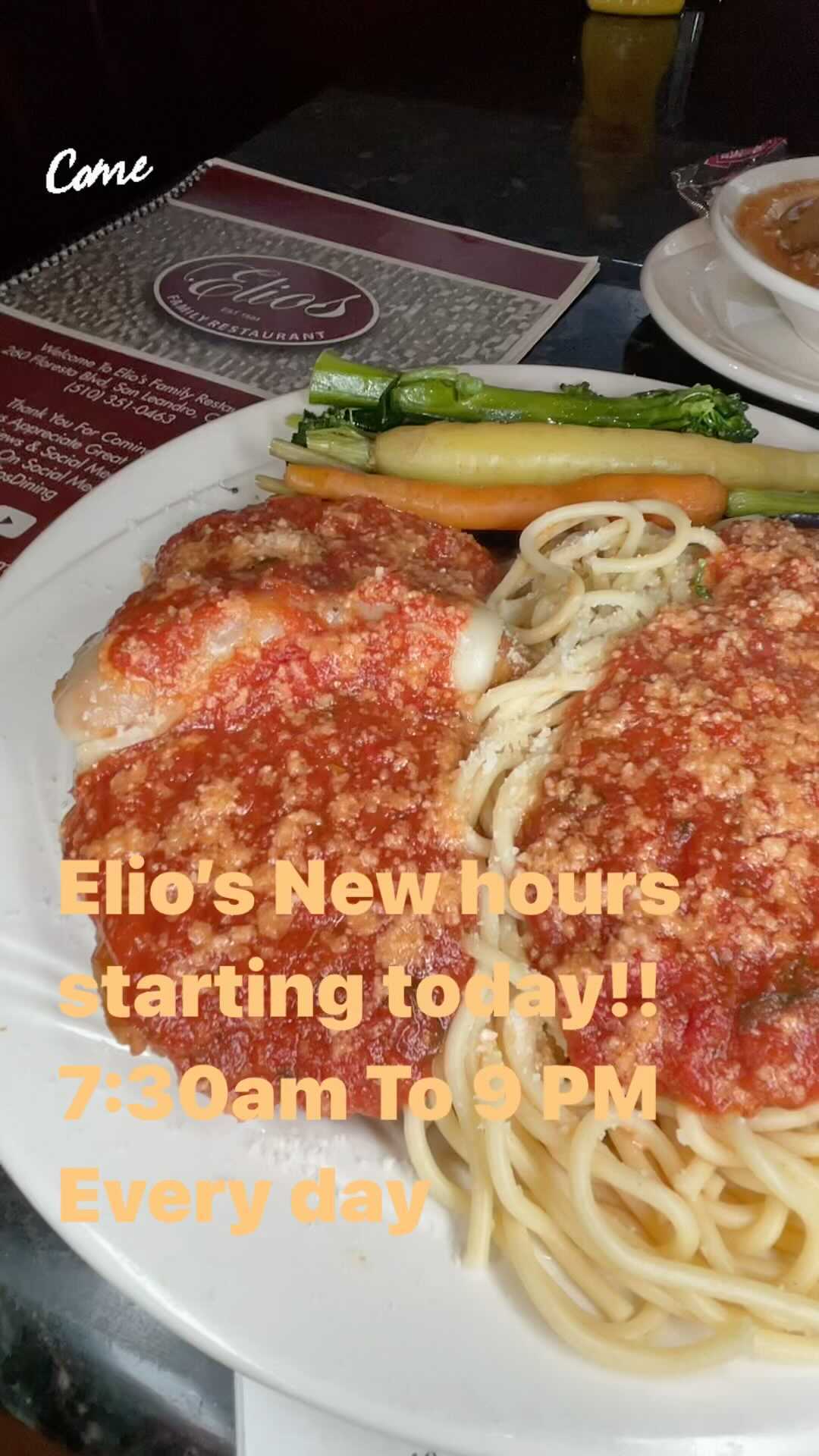 #Announcement #NewHours Every day. #SanLeandro @eliosdining #eliosfamilyrestaurant @followers
