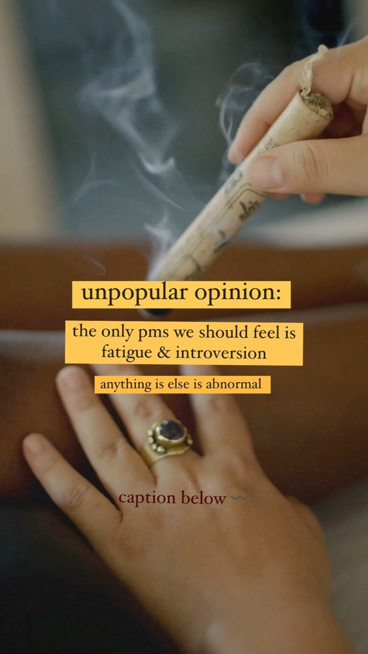 According to Traditional Chinese medicine (TCM), a normal period should feel gentle, accompanied by some fatigue and feeling of introversion. In fact, in TCM we call our periods “the heavenly waters.”
You may want to rest more, be less social. This is normal.
What isn’t normal 🚩
Excessive pain, heavy or irregular bleeding, clots, cramping, feeling like you want to break up with your partner near or on your cycle, crippling depression, abnormal amounts of anxiety, you know… symptoms like that.
These cues may indicate an imbalance in Qi, blood stagnation, or other underlying issues that need some tender, loving care.
Depending on the constitution of a patient, I love to utilize moxibustion therapy to help ease PMS.
Moxibustion is a beneficial therapy for those who are experiencing painful, irregular periods, also known as dysmenorrhea.
By applying heat to specific acupuncture points using the herb mugwort, moxibustion can help ease pain and discomfort associated with our cycles.
Here are some beautiful ways moxibustion can help with periods:
1. Promotes Blood Circulation: Moxibustion generates heat that penetrates deep into the body, promoting blood circulation in the pelvic area. Improved blood flow can help reduce cramping and relieve pain during menstruation.
2. Relaxes Muscles: The warmth from moxibustion can help relax the muscles in the pelvic region, reducing tension and easing menstrual cramps. This relaxation effect can provide relief from pain and discomfort.
3. Regulates Qi Flow: According to traditional Chinese medicine, painful periods are often associated with an imbalance or blockage in the flow of Qi, our body’s vital energy. Moxibustion helps to regulate the flow of Qi, ensuring a smooth and balanced energy circulation. This can help alleviate menstrual pain and restore harmony to the body.
4. Balances Hormones: Moxibustion has been found to have a regulatory effect on hormones. By promoting hormonal balance, moxibustion can help reduce the severity of menstrual cramps and other symptoms associated with painful periods.
#MenstrualHealth #Moxibustion #TraditionalChineseMedicine
🤲🏼
🎥 @viewhousefilms