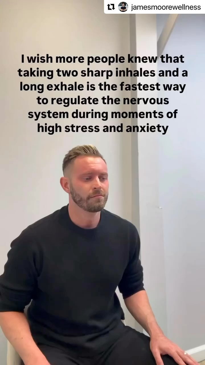 #Repost @jamesmoorewellness
・・・
Research conducted by @hubermanlab at Stanford University demonstrates that the “physiological sigh” can significantly impact the regulation of the nervous system during moments of high stress and anxiety.
You are few breath away to feelbetter or to be well!
#stressrelief #mentalhealth #breath #breathwork #consciousbreathing #regulation #destress #anxietyrecovery #ilove2move