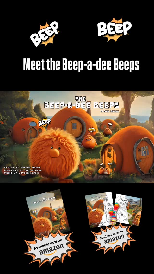 NEW BOOK RELEASE! 🚨
The Beep-a-dee Beeps – A Fun-Filled, Musical Adventure!
A vibrant new addition to the A-Dee series by Long White Cloud Books
Step into the wonderfully whimsical world of Beep-a-dee Beepshire, where every beep brings a burst of joy! 🧡 Written by acclaimed musician and author Jayson Norris and brought to life with colourful, quirky illustrations by artist Mandii Pope, The Beep-a-dee Beeps is the third release in our growing children’s book collection—and the second in the beloved A-Dee series.
In Beep-a-dee Beepshire, everything beeps! Meet the Beep-a-dee Beeps: furry, round, and bright orange little creatures who spend their days beeping at just about everything—food, flowers, clouds, bees, and even their own Beep-a-dee feet. Hanging out with their 80’s glam rock loving friends the Sheep-a-dee Sheep! From sun-up to sundown, the beeping never stops. It’s a lively, laugh-out-loud land where everyone is welcome to join in the fun.
This story isn’t just about reading—it’s about moving, grooving, and beeping along! Each book includes a QR code so kids can scan and enjoy an exclusive animated music video, letting them sing, dance, and beep along with the Beep-a-dee Beeps themselves. It’s a multi-sensory adventure that encourages musical play, creative expression, and joyful noise!
All you need to take part? Your nose! That’s right—just a gentle press and a cheerful BEEP! No matter what shape or size your nose may be, your beep is unique and perfectly yours.
When the sun sets over Beep-a-dee Beepshire, it’s time to wind down. Even the most excited Beep-a-dee Beeps need rest. With a yawn and a beep, they snuggle in for sleep—ready to beep again tomorrow, this time with their noisy neighbours and friends, the Clap-a-dee Claps!
Available formats:
📘 Hardback
📗 Paperback
🎨 Interactive colouring book (story + colouring pages + QR code)
🖍️ Standalone colouring book (8x8” single-sided designs featuring Beep-a-dee Beeps and friends)
Now all available on Amazon worldwide.
🎵 BEEP to your heart’s content. Your nose knows the way!
#BeepadeeBeeps #ChildrensBooks #MusicalBooks #InteractiveBooks #JaysonNorris #MandiiPope #LongWhiteCloudBooks