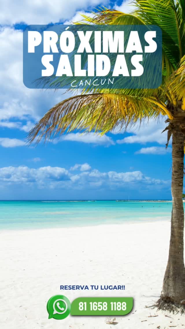 ๐๏ธโจ ยกCANCรN TODO INCLUIDO! ยกAPARTA HOY! โจโ๏ธ
๐ข Prรณximas salidas disponibles con paquetes de 4 dรญas y 3 noches ๐ด
๐ Hoteles a pie de playa
๐น Todo incluido (comidas, snacks y bebidas ilimitadas)
๐ Traslados aeropuerto-hotel-aeropuerto
โ๏ธ Vuelos por la maรฑana y regreso por la noche
๐ซ Precios finales para 2 adultos
๐ฅ ยกDesde solo $350 MXN por persona para apartar! ๐ฅ
๐ Cupo limitado por fecha, reserva anticipada recomendada
๐ฒ Escrรญbenos ya al 81 1658 1188
