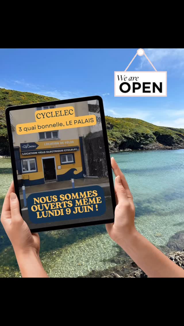 Nous sommes ouverts malgré un Lundi de Pentecôte ! Retrouvez nous au 3 Quai Bonnelle à Palais à Belle Île en Mer ! #ouvertureexceptionnelle #ouverture #jourferie #pentecote #belleileenmer #lepalais #veloelectrique #vacancesactives #location