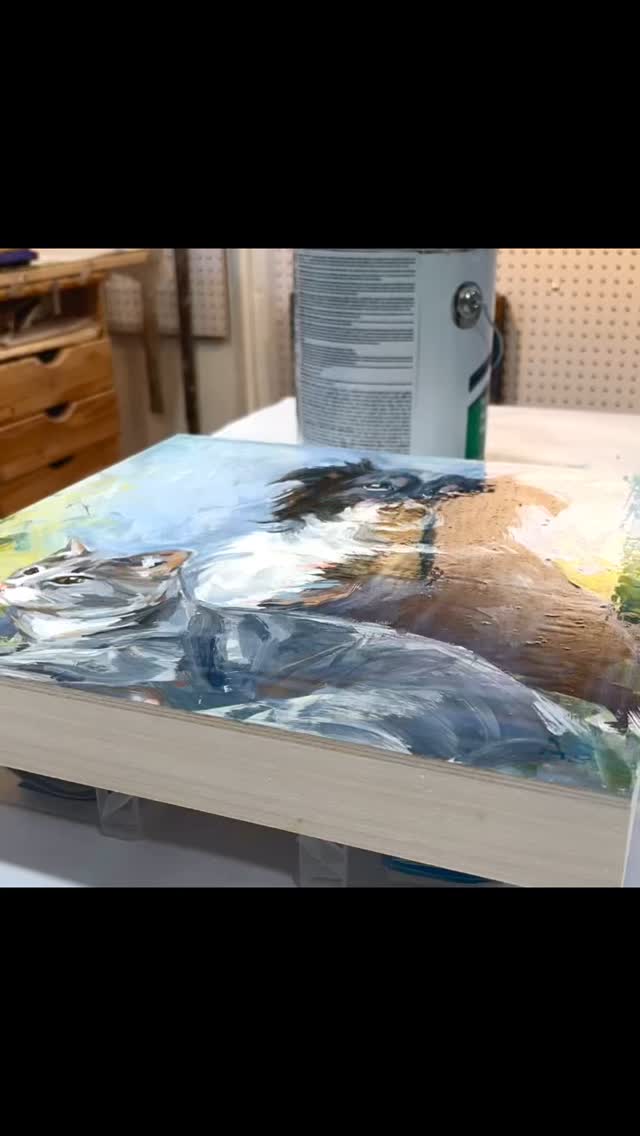 Final touch before this one heads to its new home!
There’s something so satisfying about varnishing — it pushes the color forward, seals in the story, and I’m done!!! 😁