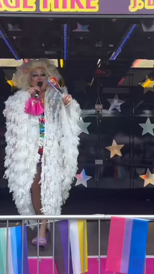 Thank you everyone for all your birthday greetings. I had a lovely birthday down at ROMFORD 🏳️🌈 in the Market Square #chamonix #romfordpride #christinasantanna