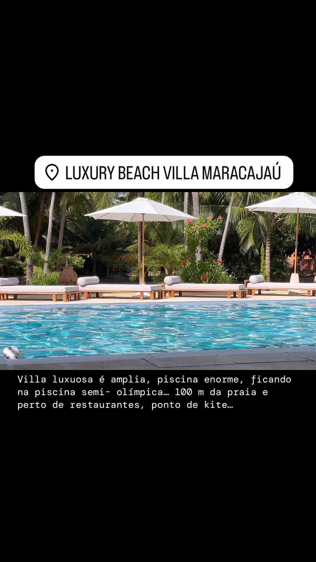 Villa luxuosa é amplia, 5 quartos amplios com banheiro em-suíte, 5000m2 jardim aos pés dos coqueiros, piscina enorme, piscina semi- olímpica… a 100 ms da praia e perto de restaurantes( Pajé, Anéis de Maracaju, Tereza Pança, Bar Buji e ponto de kite… !
Venha na sua casa no paraíso e faça a festa de Natal e rebelião inesquecível no conforto e luxo com a beleza natural da praia a 100 ms pé na areia, frente aos Parrachos de Maracajaú! O equipe da Villa Mar-a-Villa tá aguardando Vcs! Reservas Tel: 0055-84-99816 9120/ booking.com