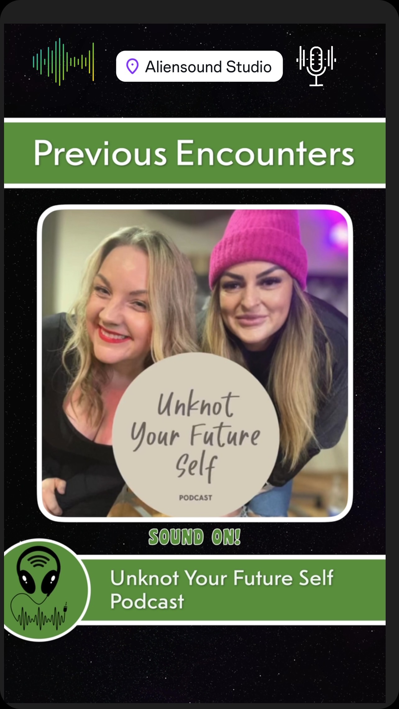 Broadcasting from the ‘Mothership’… Emma and Sarah have been back in recording some more episodes of their podcast ‘Unknot Your Future Self’.
🎙️🧠❤️🪢💬
These two tackle psychology, life coaching, mental/emotional health and more in a down-to-earth and approachable manner - making the journey into self-awareness personal growth less scary and more fun!
Emma and Sarah chat it up in the @AlienSound_RecordingStudio and Marks edits for a smooth final product. Mark also created the theme music and stings for the podcast, with his partner Lucy on vocals.
Now available to listen on @spotifyuk @spotify @spotifypodcasts @applepodcasts @applepodcastofficial and other Podcast Platforms!
🛸👽🎧🔉
#RecordingStudioUK #RecordingStudioLathom
#RecordingStudioLancashire
#RecordingStudioNorthWestUK
#MusicServicesNorthWestUK
#AudioServicesNorthWestUK
#SoundServicesNorthwestUK
#MusicCreation #SongwritingAndArrangement #MusicMixing #PodcastProductionUK #AudioBookProduction
