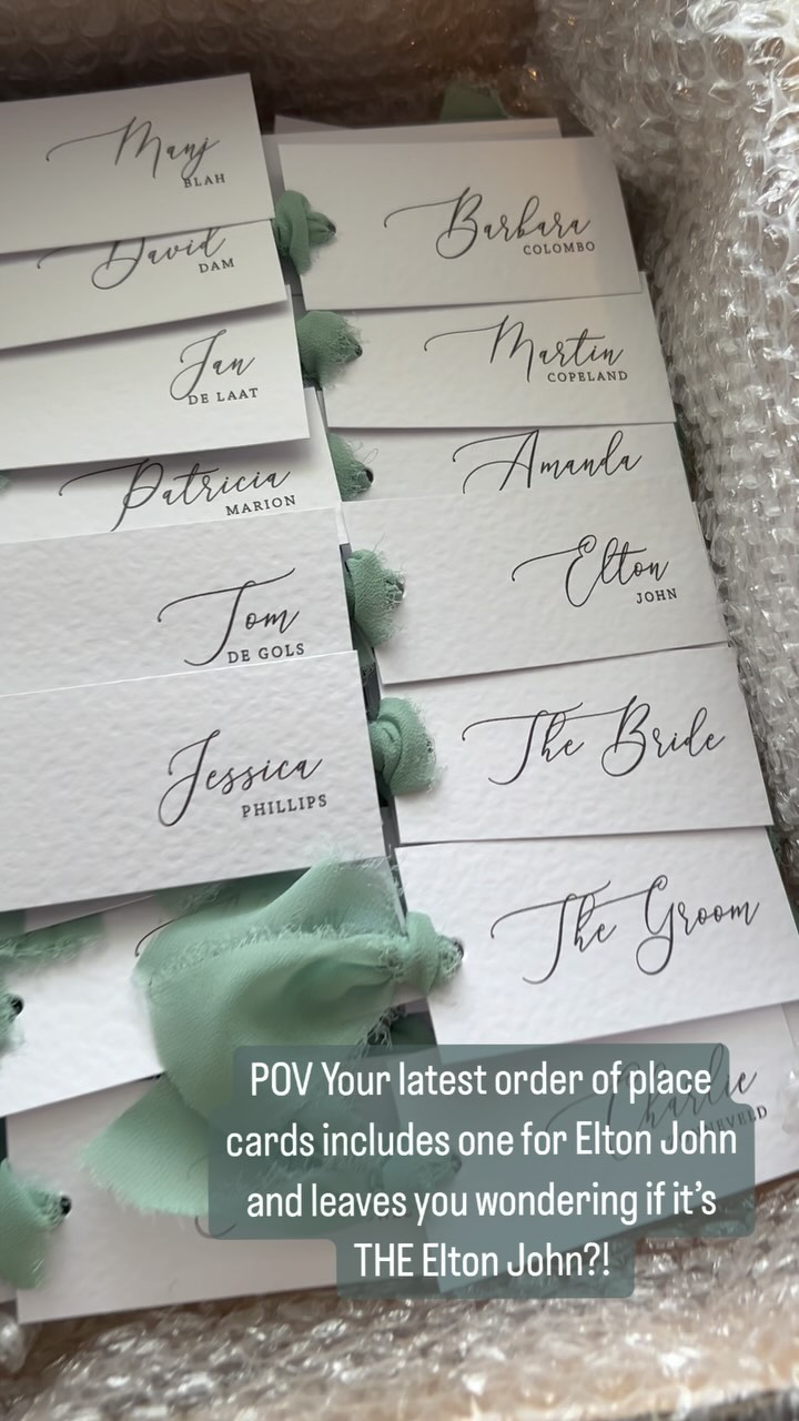 Canโt help but wonder ๐ค๐
#weddingstationery #weddingseason #weddingstyle #weddinginspiration #weddingideas #weddingplanning #weddingplacecards #eltonjohn #weddingtrends #chiffonribbon #modernweddingstationery #weddinginvitations #weddingdaydetails #weddingdecoration #weddingdecor #weddingdetails #weddingdesign #modernwedding #luxurywedding #weddingday #onthedaystationery #engaged #gettingmarried #bridetobe #2024wedding #2025wedding #smallbusinessuk #workingmum #mycreativebiz #letlovesparkledesign