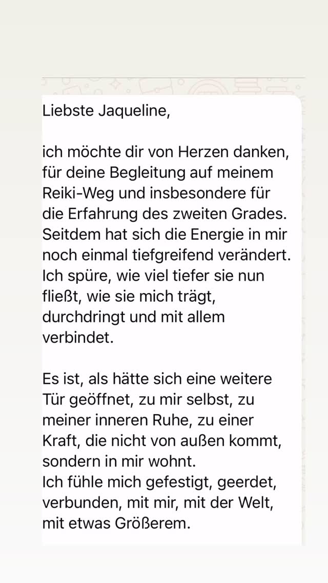 Feedback zur Reiki Grad 2 vor Ort -
Ausbildung & Einweihung ❤️
Ich danken Dir für soo viel Liebe 🥹❤️🙏
Dankbar für so wundervolle Schüler, mit so einer Tiefe und liebevollem Herzen.
#reikimaster #reikilehrer #energiearbeit #selbstheilung #gesundheit #reiki #testimonial #ausbildung #innerekindarbeit #liebe #lebensenergie