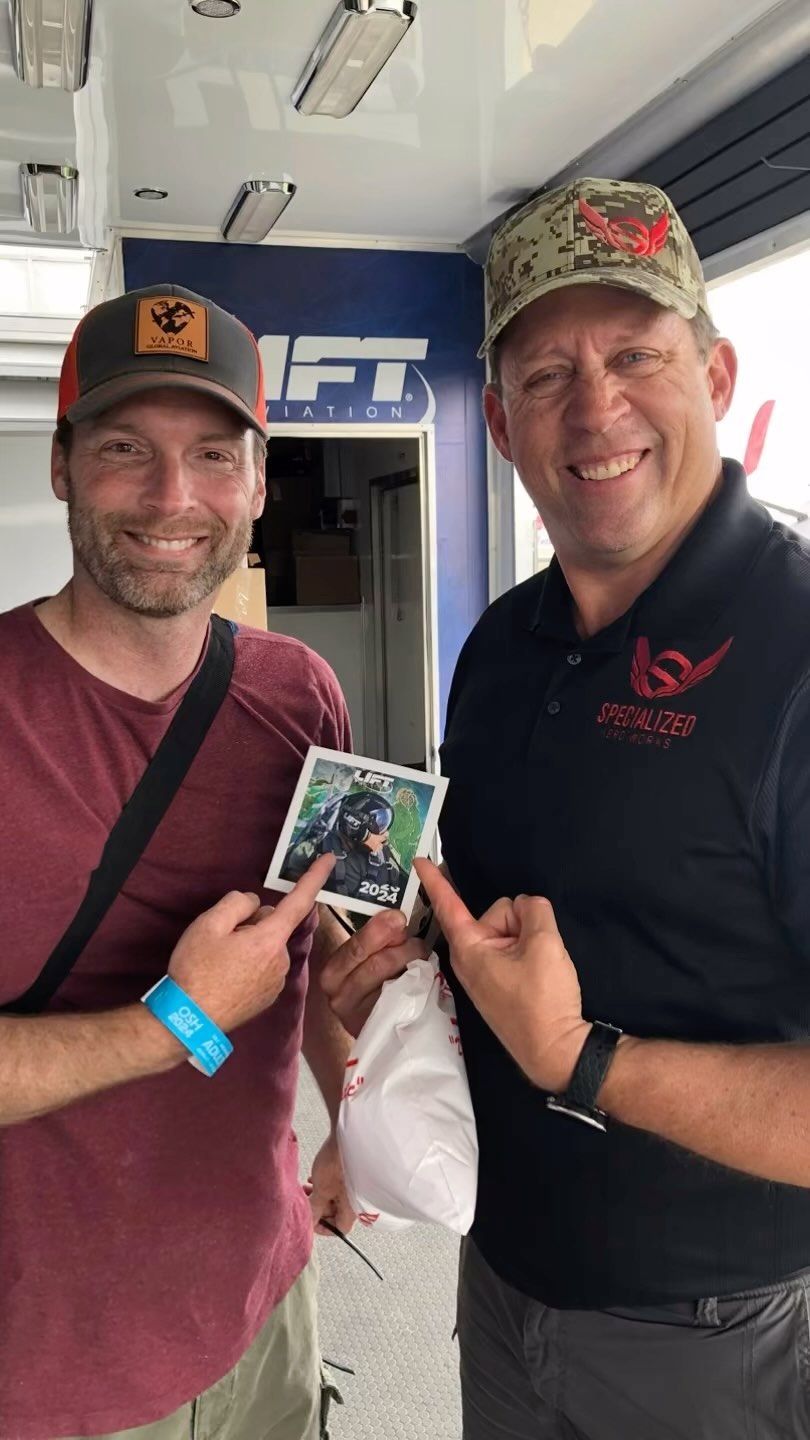 Pete Reddan and Mike Kloch hanging out at AirVenture and look what we find! Joe McMurrays mug at the Lift booth!! 🧐.