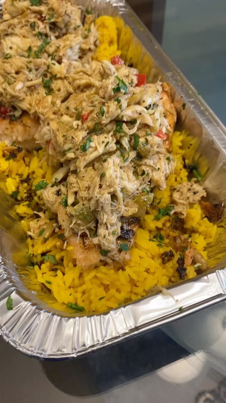 Our Famous Lump Crab over Salmon w/Savory Yellow Rice this is available weekend so, click the link 🔗 https://msha.ke/montgomeryskitchen/ to order. We look forward to serving you !! Also don’t forgo about our BOGO’S !!