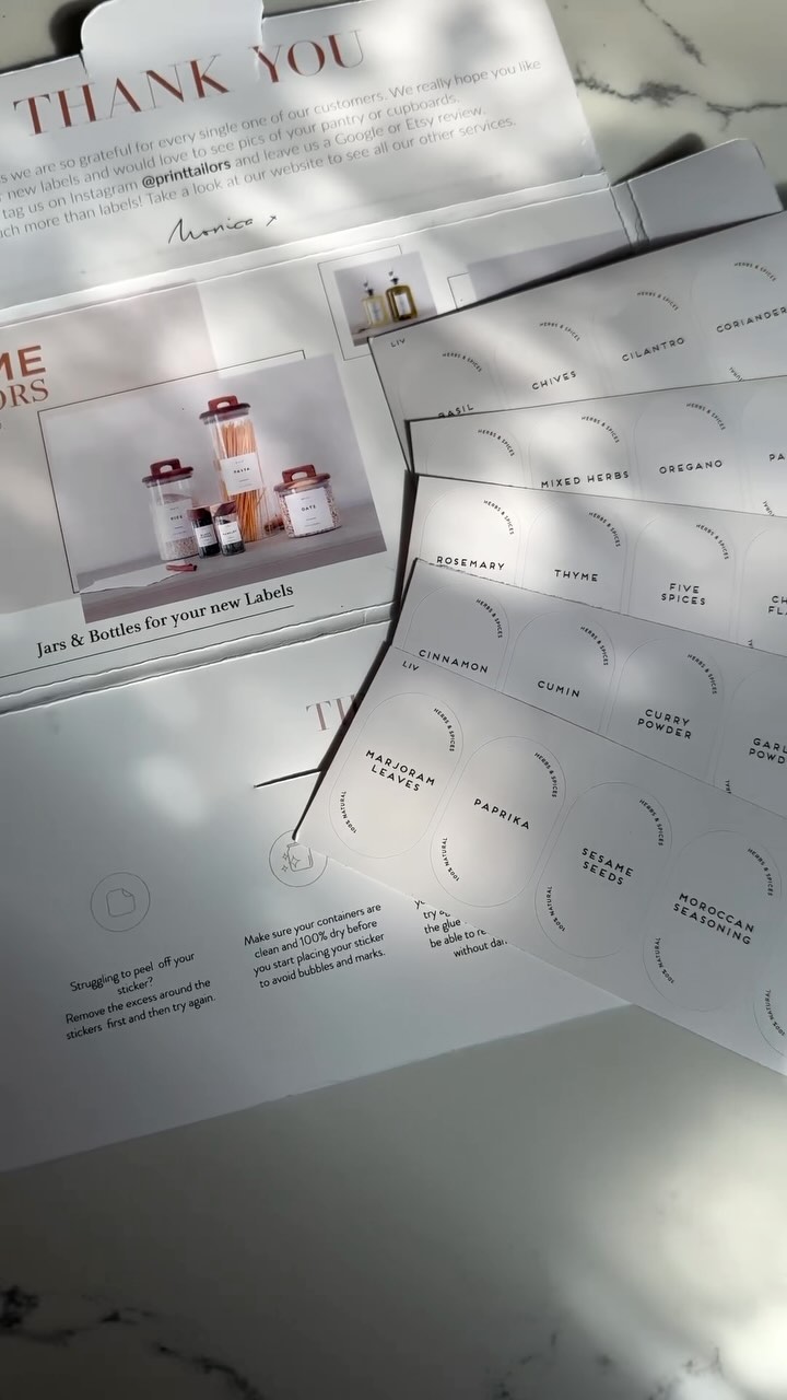 Personalised waterproof labels made to order - send us your list today. Avsilsble in various shapes and sizes ✨
#personalisedlabels #labeldesign #kitchenlabels #pantrylabels #pantryorganization #cupboardorganisation