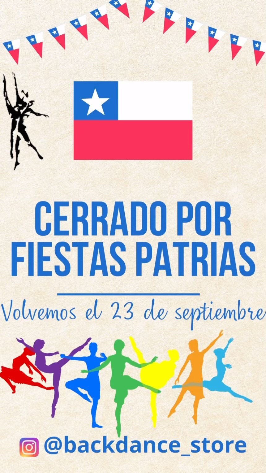 Que pasen unas lindas fiestas 🇨🇱✨🎉 nos vemos el lunes 23 de Septiembre