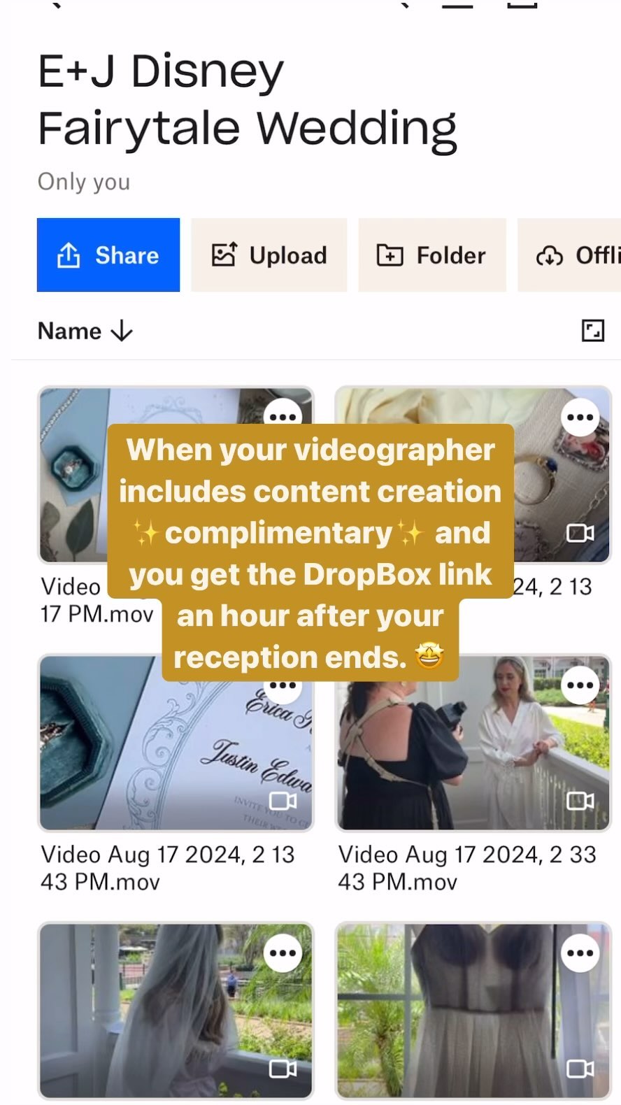 Leave the memory preservation to the pros! Upon request, we can include complimentary Live Streaming and Content Creation in any wedding package. We work hard at creating high-quality films for you to watch forever, but let’s be real, you want the iPhone content too. 📱🎥
#orlandoweddingvideographer #floridaweddingvideographer #disneyweddingvideographer #destinationweddingvideographer #disneysgrandfloridianresortandspa #disneywedding #disneyweddingcontentcreator #orlandoweddingcontentcreator #floridaweddingcontentcreator