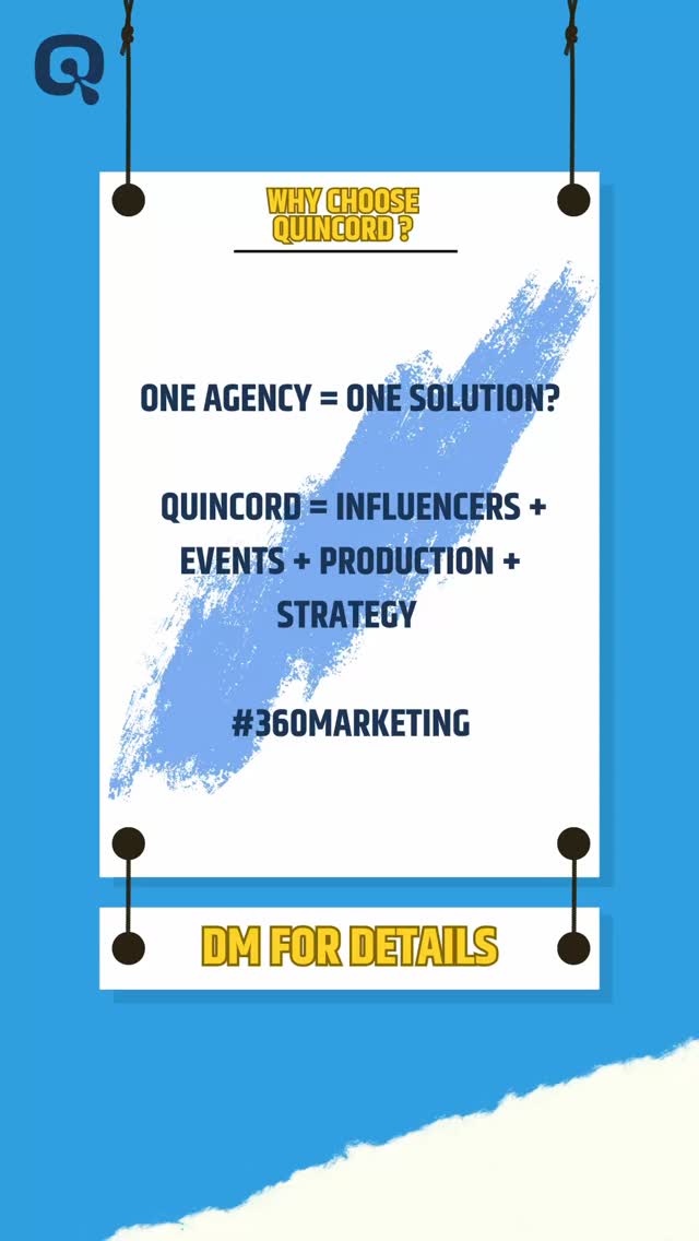 💡 Why juggle multiple agencies when Quincord does it all?
🎯 From influencers to events, production to strategy — we’re your all-in-one 360° marketing powerhouse.
One agency. Infinite solutions. 💥
#360Marketing #OneStopSolution #QuincordMedia #MarketingExperts #InfluencerMarketing #EventManagement #ContentProduction #BrandStrategy
📩 DM us to get started!