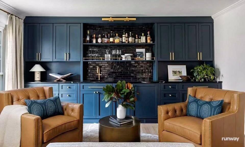 Transform your dining room into a captivating retreat with a lounge area. The dark, moody ambiance paired with sleek bar and cozy seating invites relaxation, making it more than just a place to dine—it’s a space to unwind, connect, and elevate every moment.
Photo by
@ryanshapirophotography
#designmyspace #homestyling
#diningroom