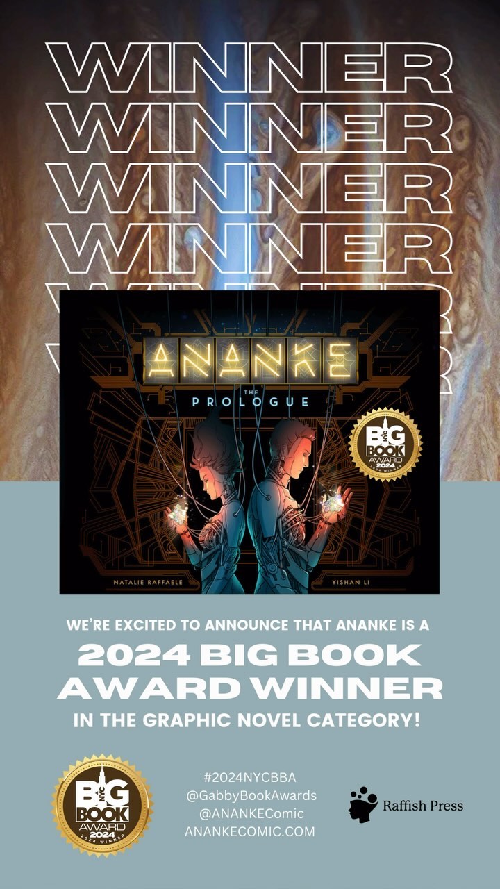 As promised, I have great news for TEAM ANANKE! We just won Graphic Novel of the YEAR in the 2024 NYC Big Book Awards!! 🏆🚀✨
NYC BBA SOURCE: https://www.nycbigbookaward.com/2024winners/9780578864006
I’m beyond grateful to my amazing production team who helped bring this massive project to life and to all my Kickstarter backers who believed in ANANKE from day one. 🙌 This journey has been unreal, and I’m so excited for what’s ahead in the second book! 🖤💫
And of course, for anyone interested in reading this sci-fi epic, don’t forget to visit anankecomic.com for hardcover, softcover, digital books, and much much more!! 🌌💥
Stay tuned, there’s so much more to come for ANANKE!
#ANANKE #WomenInComics #IndieComics #NYCC #ComicCon #scifi #comic #comics #graphicnovel #women #womenowned #smallbusiness #booktok #reading #bookworm #bookrecs #book #booksofIG #reader #indie #indiebooks #selfpublished #smallpress #goals #anime #gamer #manga #2024NYCBBA #BigBookAward #gabbybookawards