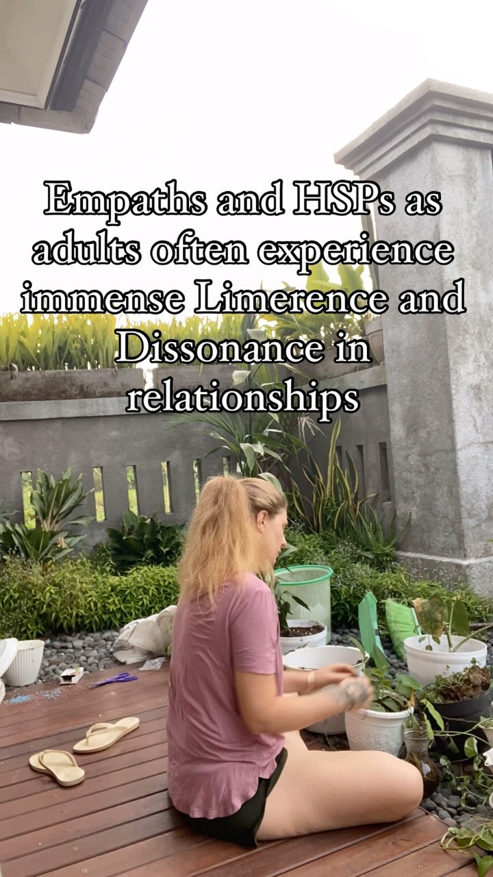 For this reason Empaths and HSP are very kinesthetic,
We often need physical touch, face to face interactions, doing things with our hands and being physically active to feel fulfilled and like we’ve achieved something.
This helps us ground our energies and get a break for the constant analysis and overthinking.
And to be in our bodies!
However if our physical activities are not coupled with conscious inner work things in our physical reality are unlikely to change!
For us to really grow body, mind and spirit.
To transform -
🪷Get clear about what you desire (don’t judge them)
🪷Explore leaks in your energy field around fulfilling these aims
🪷What limiting beliefs and wounds are stopping you from earthing this
(Often connected with a lower self need we’re suppressing feel guilt or shame around)
Ie. Love and connection but we don’t feel worthy of that love.
Instead we employ coping strategies (limerence + dissonance)
🪷 As these beliefs and wounds come into the conscious mind, start to gently challenge their validity in your life.
Explore when you have experienced the opposite
**I will always be abandoned - Look for experiences where you’ve felt together and connected with others and yourself
Comment EMBODY for guided meditations to support your transformation. 💙
Limerence and dissonance need specific healing tools that I can’t fully cover here but if we don’t know what we desire instead we’re unlikely to even see these two patterns be activated consciously what to speak of transform them!